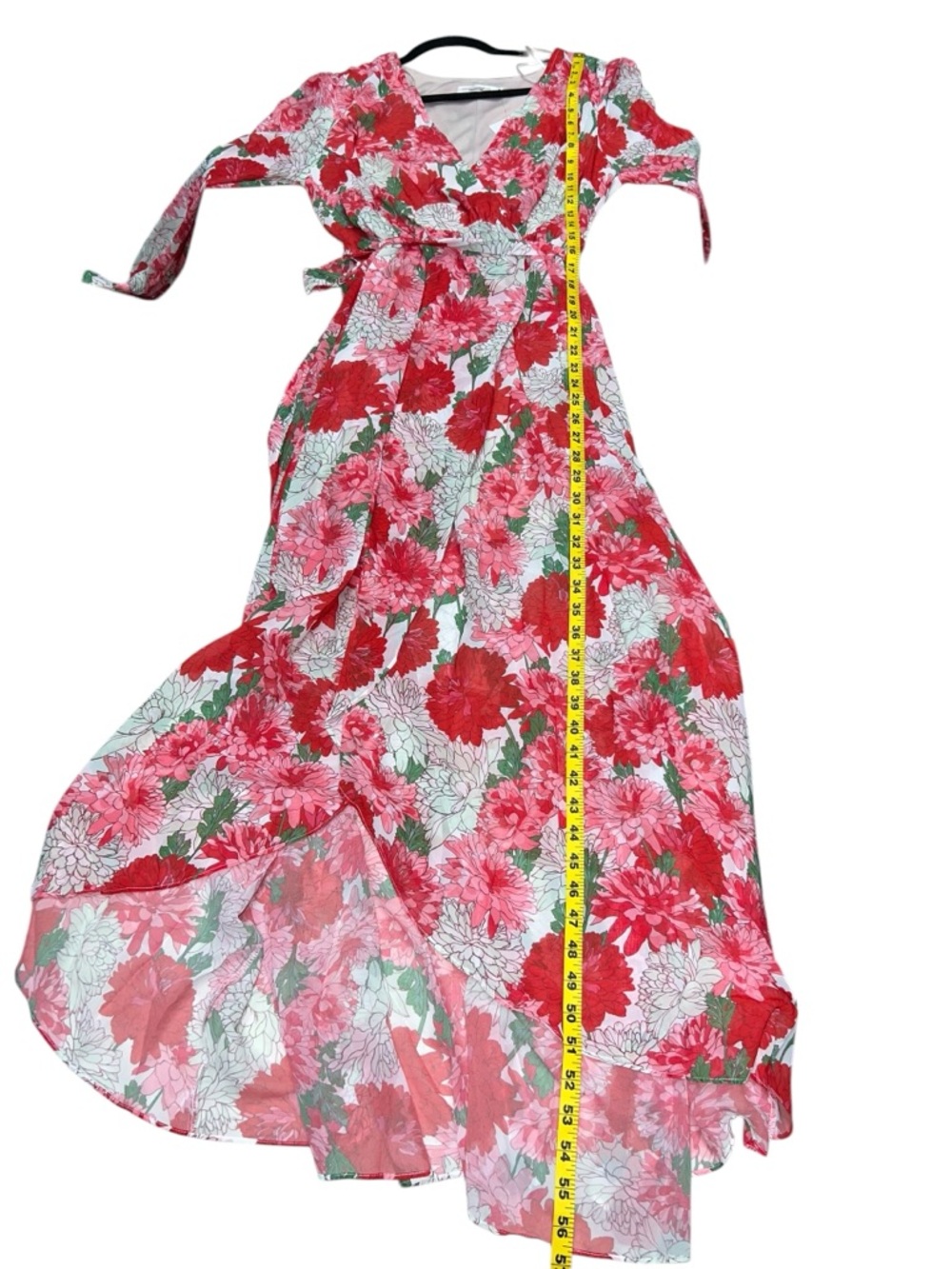 NWT Floral Red Wrap Maxi Dress with Tie Waist size Medium ♥️🥀 - Picture 11 of 12
